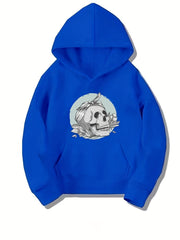 Skull Head Pattern Smart Hoodie For Girls Halloween Party Casual Long Sleeve