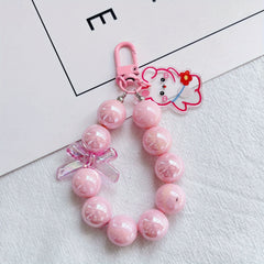 Kids Novelty Key Chain Beaded Little Rabbit Bear Pendant DIY Jewelry