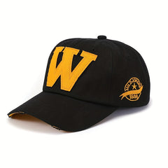 Duck Tongue Baseball Hat Washed Letter W Sun Visor Street Cap