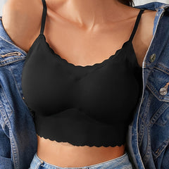 Scallop Trim Wireless Bra Full Coverage Lingerie