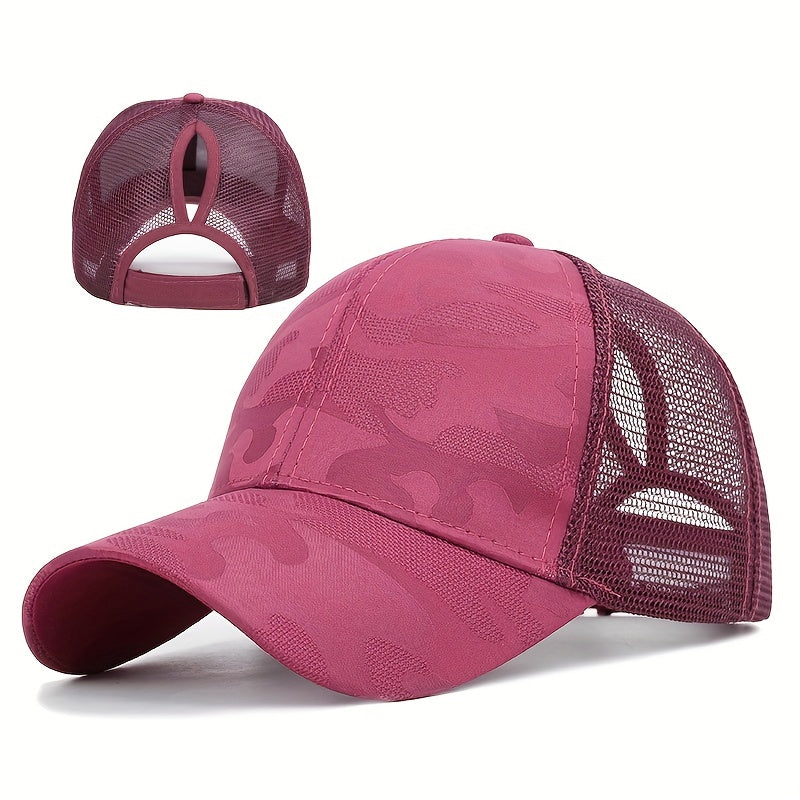 Distressed Criss Cross Ponytail Baseball Cap for Girls