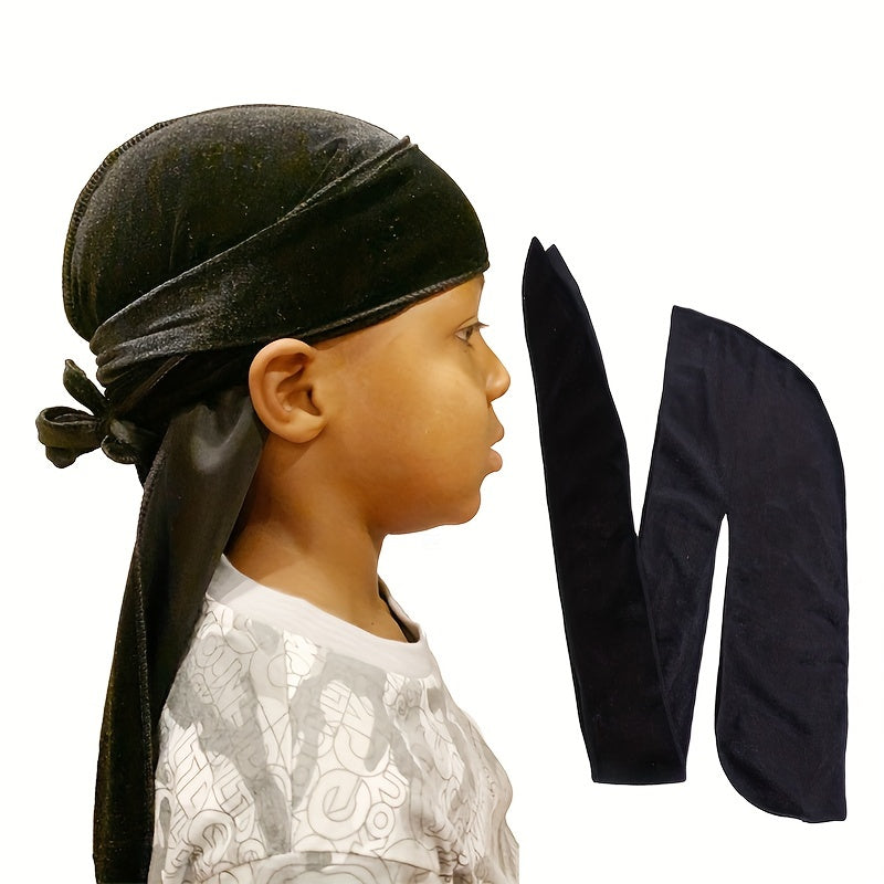 Kids Velvet Durags Bandana Turban Hat Doo Rag Waves Cap Headband Wraps