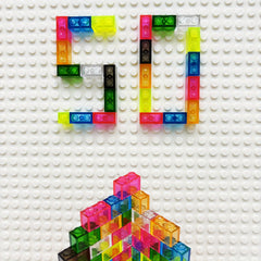 50pcs Colorful Transparent Building Blocks Compatible with 3004 High Brick 1x2 S