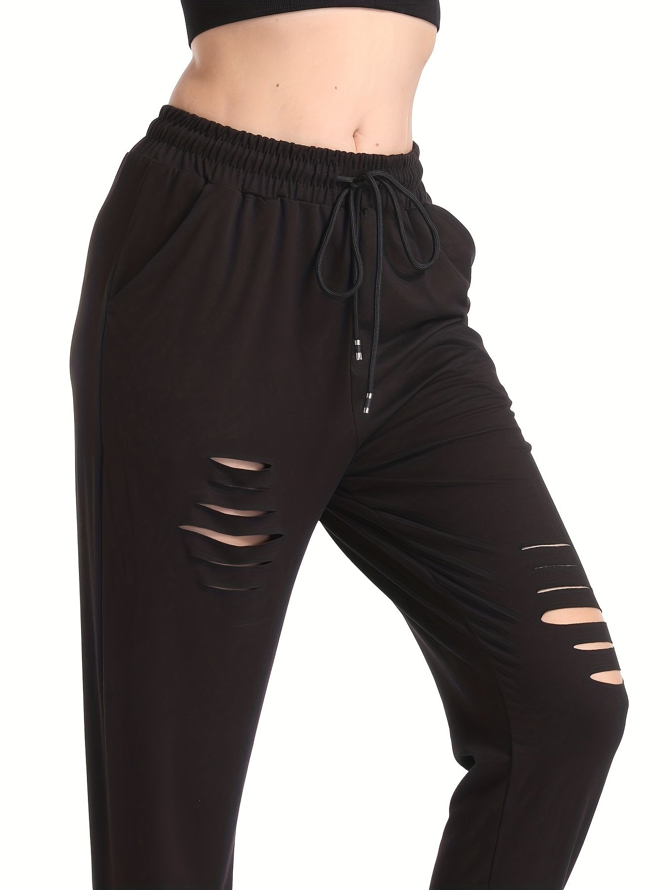 Women's Hollow Loose Yoga Running Trousers Breathable Sports Fitness Pants