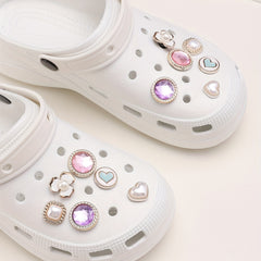 12pcs Crystal Pearl Shoe Buckles Clog Shoe Charm Accessories