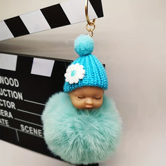 Sleeping Doll Plush Key Chain Wool Hat Car Pendant