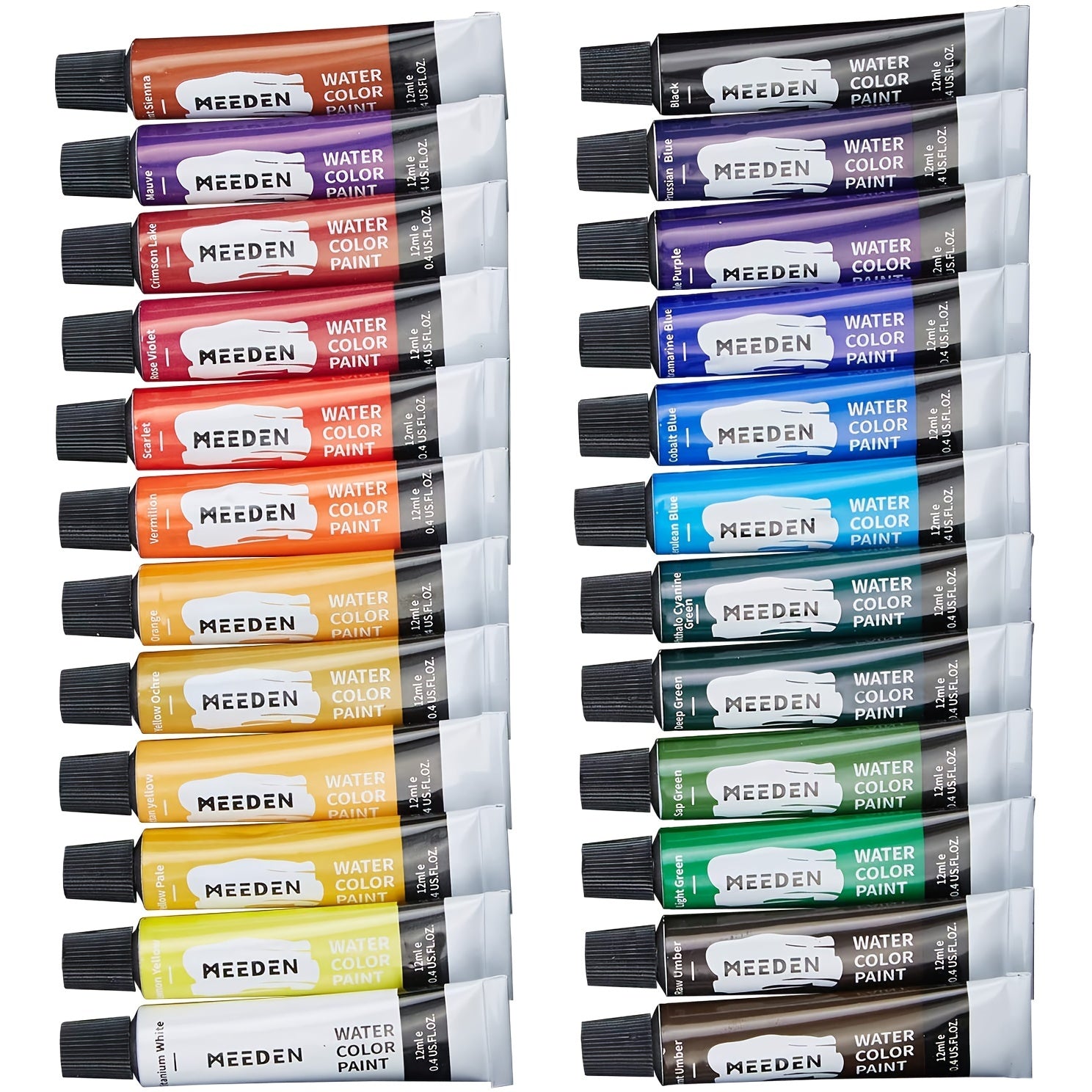 Watercolor Paint 24pcs Set Vibrant Colors 12ml Tubes Rich Pigments Non Toxic