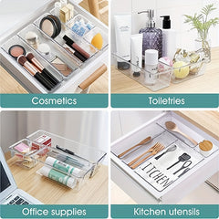 25pcs Drawer Organizer Set Clear Plastic Desk Drawer Dividers Trays Dresser Stor