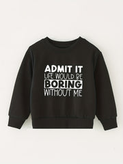 Kids Round Neck Sweatshirt Assorted Letter Styles