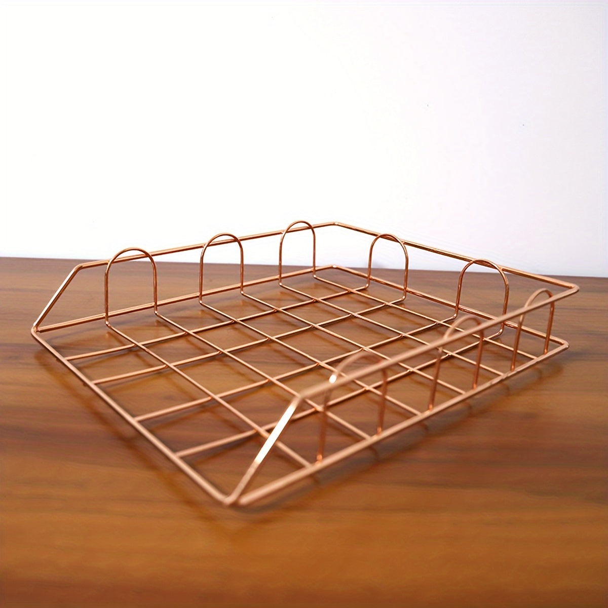 2pcs Iron File Storage Basket Office Table Supplies Metal Data Shelf Storage