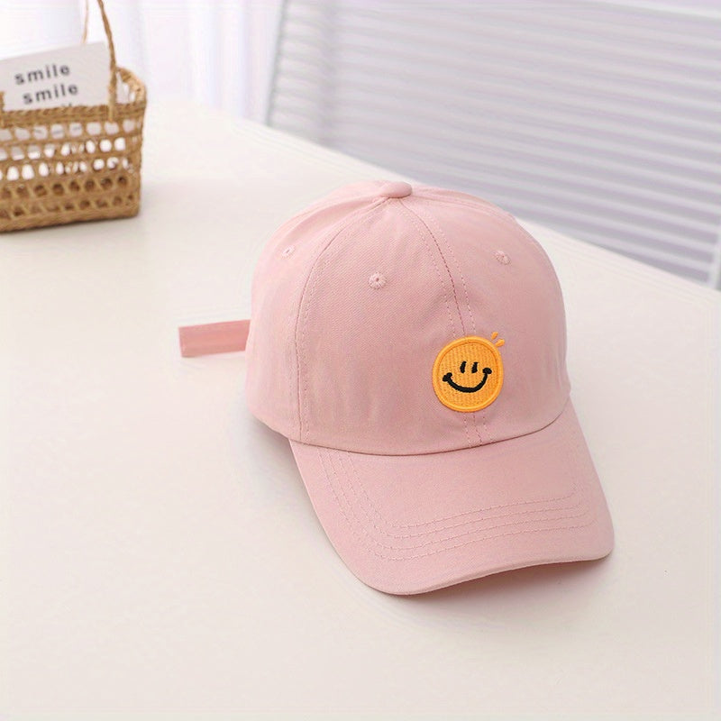 Kids Summer Peaked Cap Smiley Embroidery