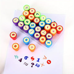 26pcs Alphanumeric Cartoon Stamp Drawing Ink Teaching Aids