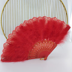 Red Plush Folding Fan Dance Performance Props