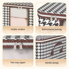 Houndstooth Storage Box Zipper Dustproof Clothes Organizer