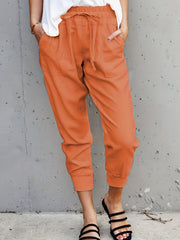 Drawstring Waist Solid Casual Pants for Women