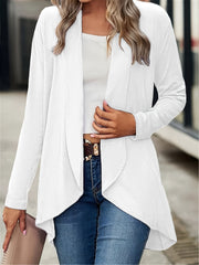 Solid Open Front Cardigan for Women