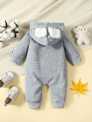 Toddler Cloud Print Jumpsuit With Ears Thermal Bodysuit