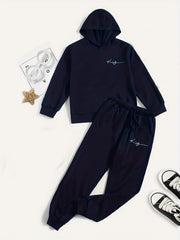Boy's Hoodie & Sweatpants Set KING Print Top Casual Outfits Kids Clothes