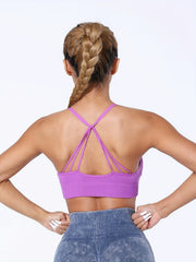 Diagonal Padded Sports Bra with Tie