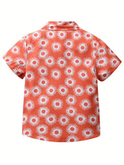 Boys Geometric Print Button Down Short Sleeve Shorts Set