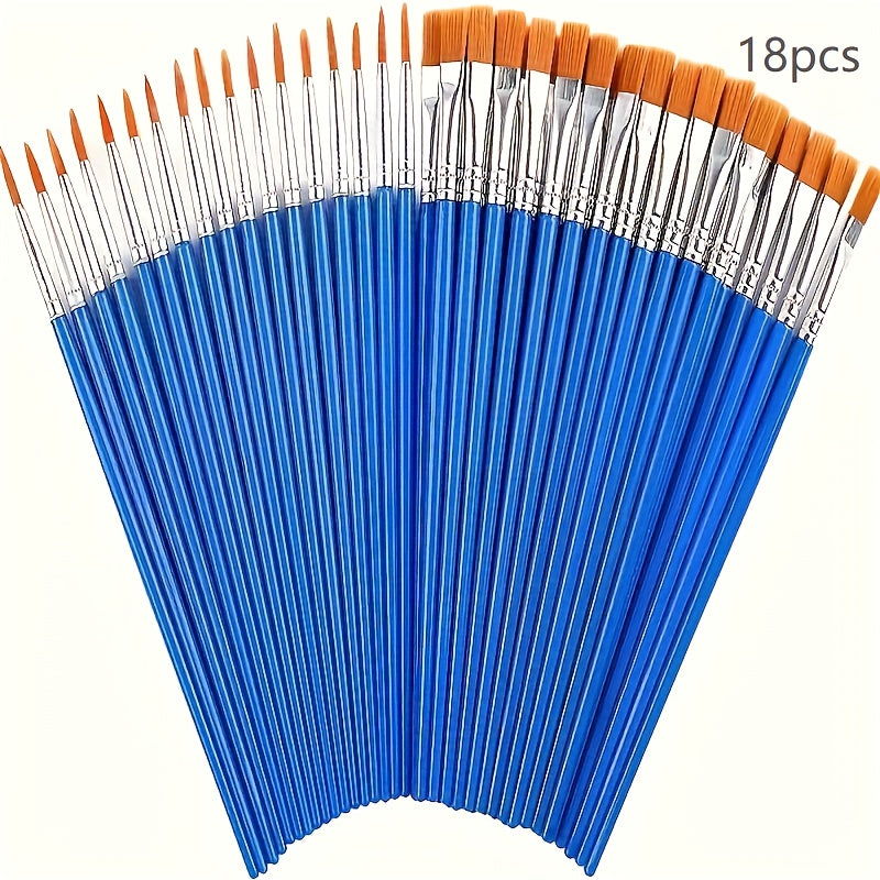 18pcs Artist Brushes Wooden Handles Acrylic Watercolor Painting