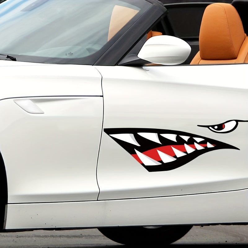 2pcs Shark Teeth Large Waterproof Sticker Removable Decals
