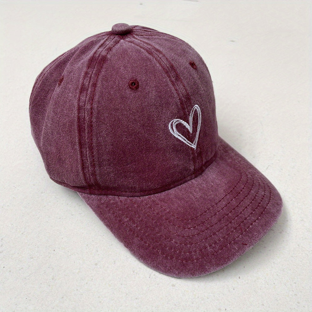Love Embroidery Washed Cap Soft Top Vintage Baseball Cap