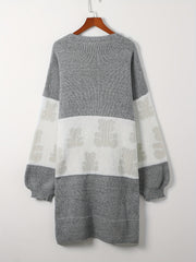 Colorblock Bear Print Cardigan