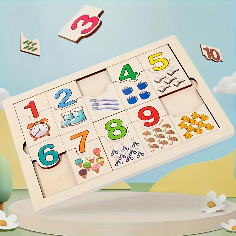 Wooden Number Matching Puzzle Game for Early Math Skills