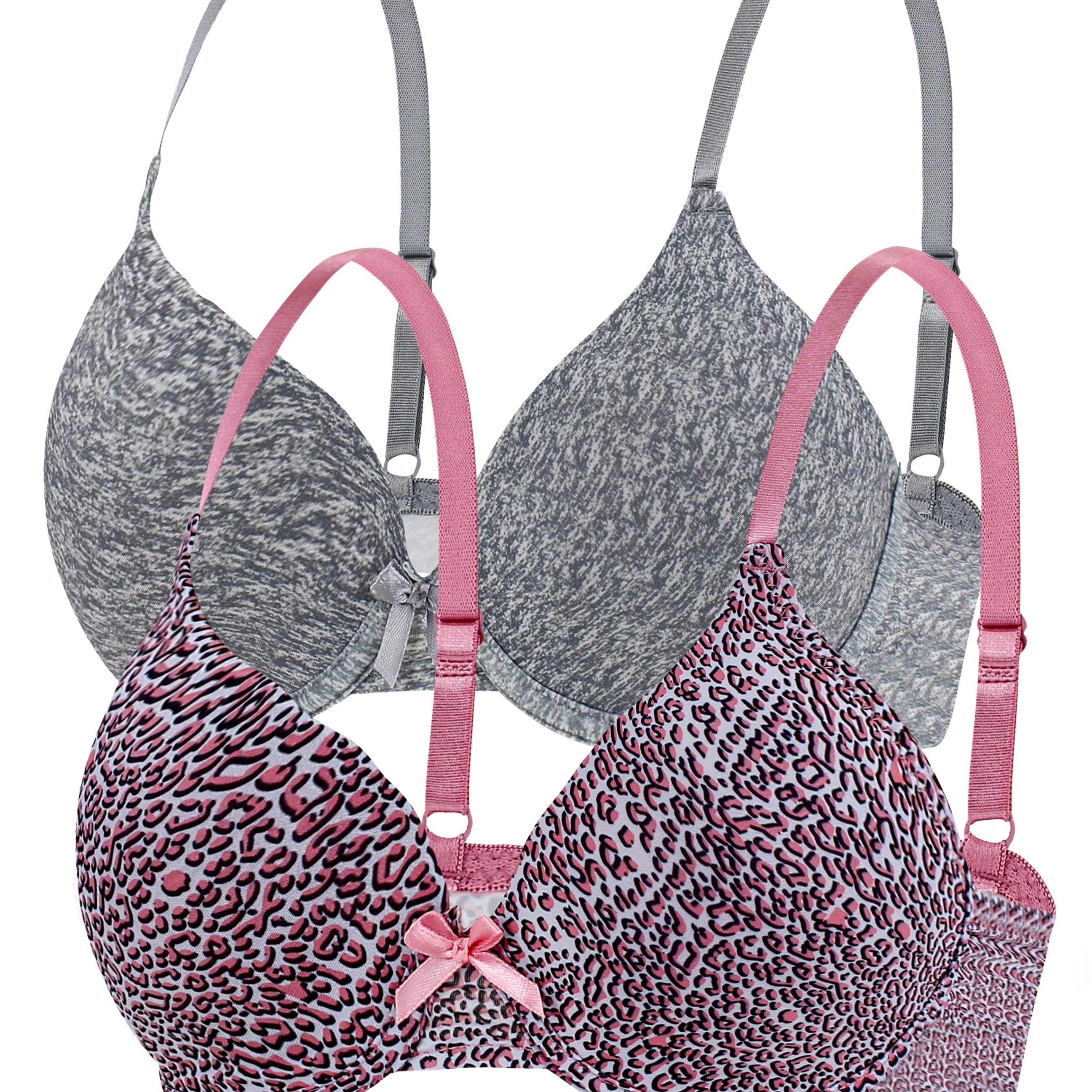 2pcs Solid & Leopard Push Up Bras Women's Lingerie