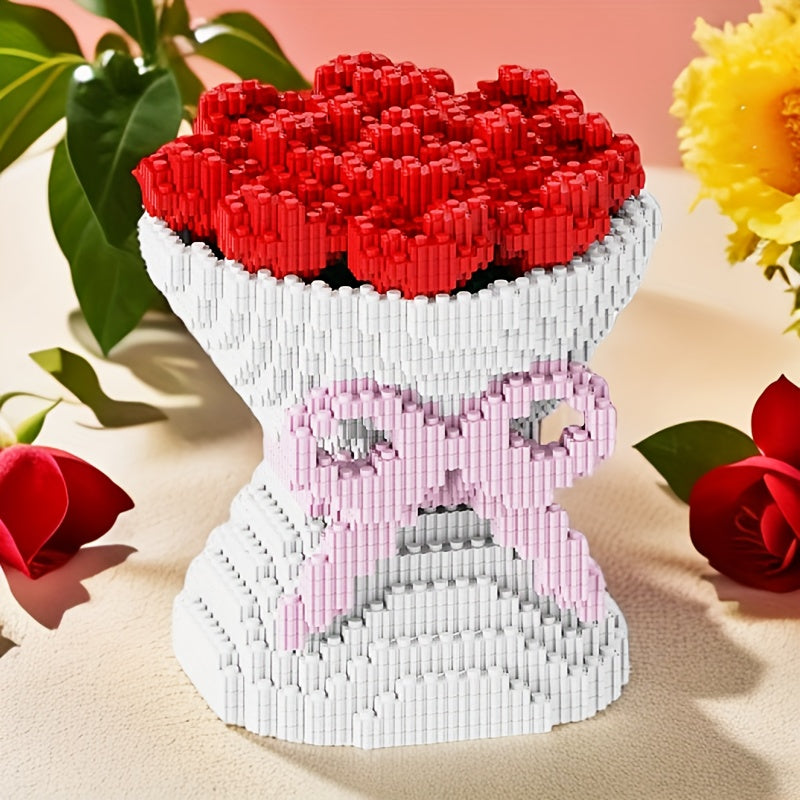 5000pcs Rose Couple Puzzle Building Blocks for Teens and Adults DIY Craft Kit