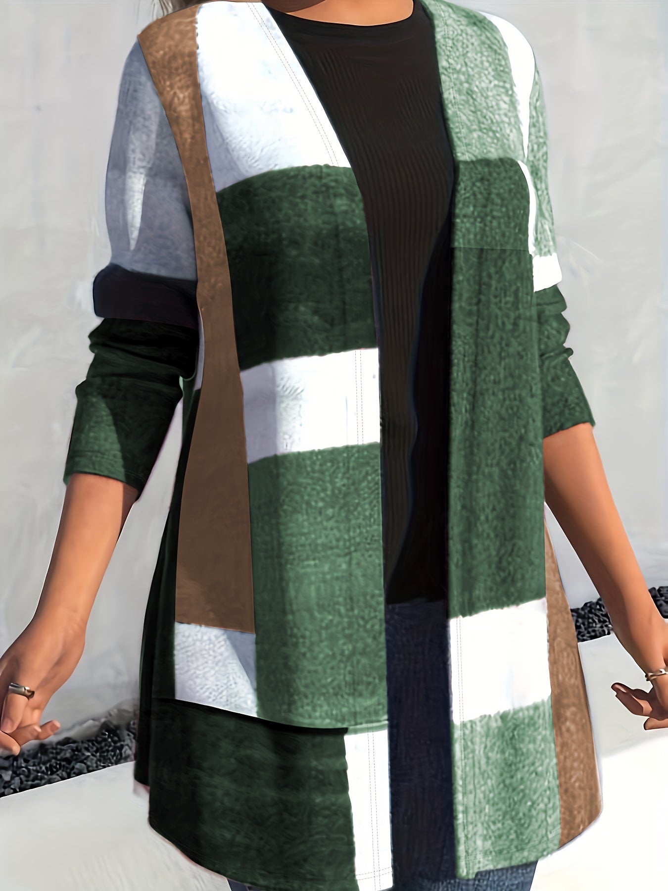 Colorblock Open Front Cardigan