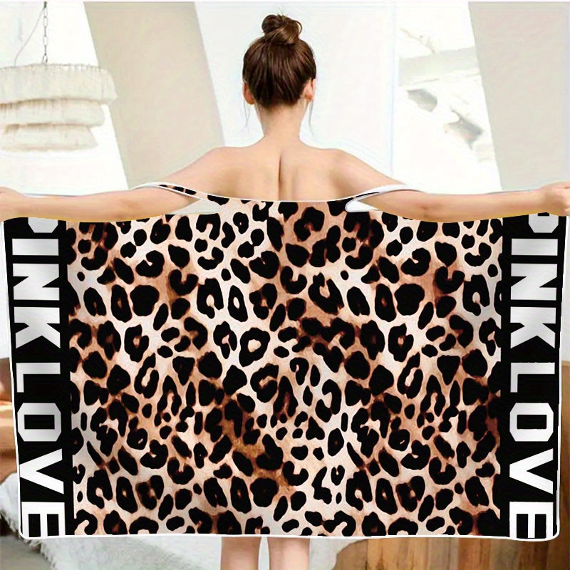 Leopard Printed Wearable Bath Towel Cover Spa Bath Skirt Absorbent