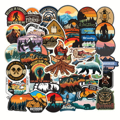 50pcs Waterproof Camping Stickers for Car Laptop Phone