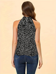 Polka Dots Halter Neck Tank Top for Summer