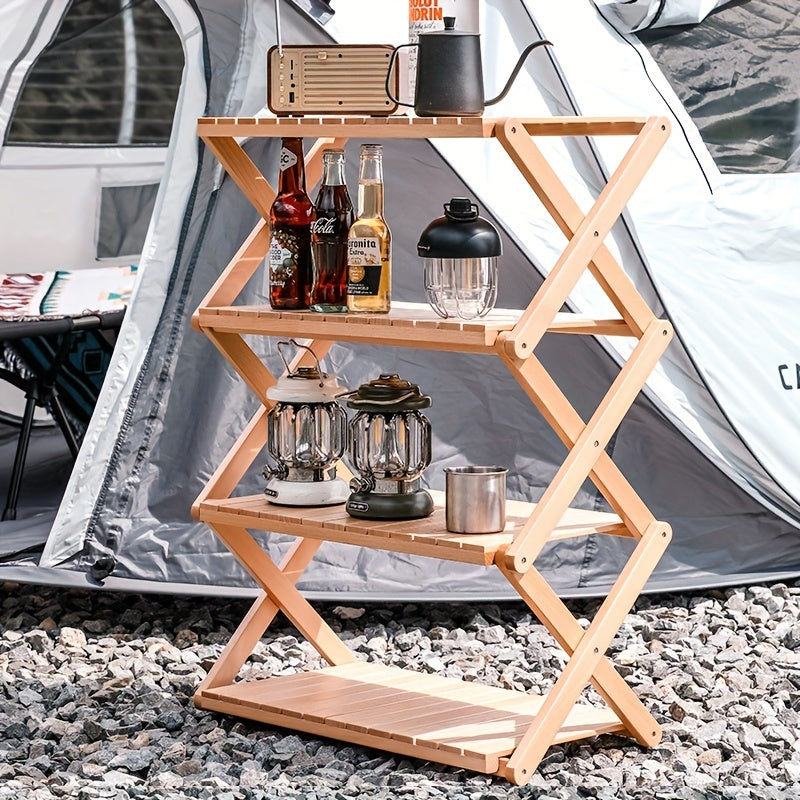 Beech Wood Camping Rack Floor layer Solid Wood Storage Rack