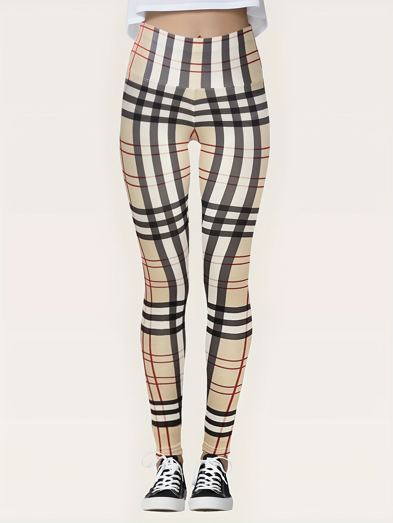 Plaid Yoga Pants High Waist Leggings Women's Activewear