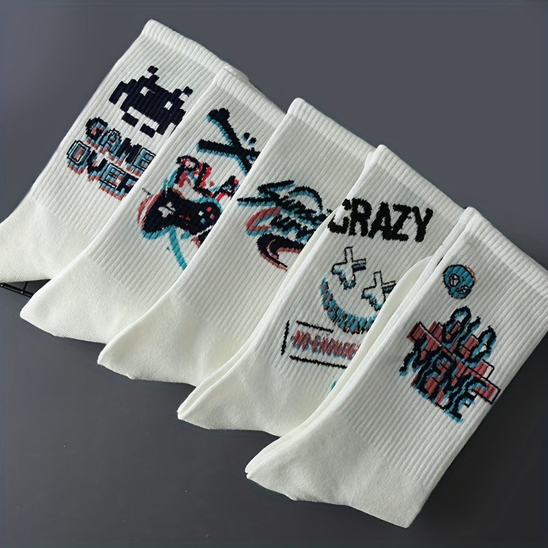 8 Pairs Cartoon Graffiti Socks Women's Stockings & Hosiery