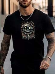 Men's Robot Pattern Shirt Casual Crew Neck Tee