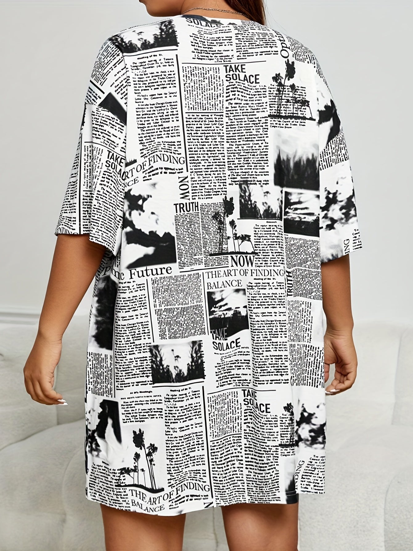Newspaper Print Tee Sleep Dress