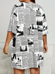 Newspaper Print Tee Sleep Dress