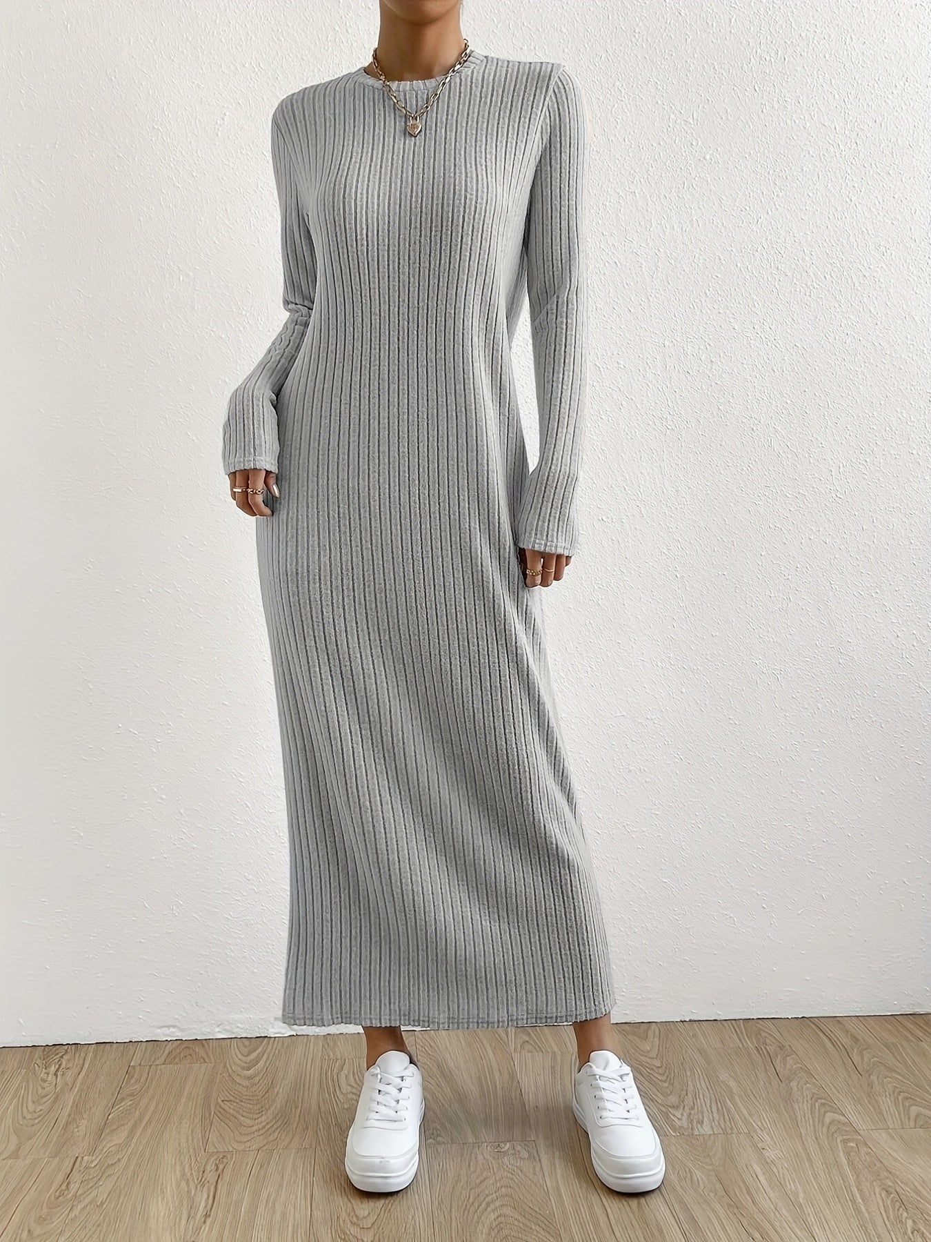 Ribbed Maxi Dress Long Sleeve