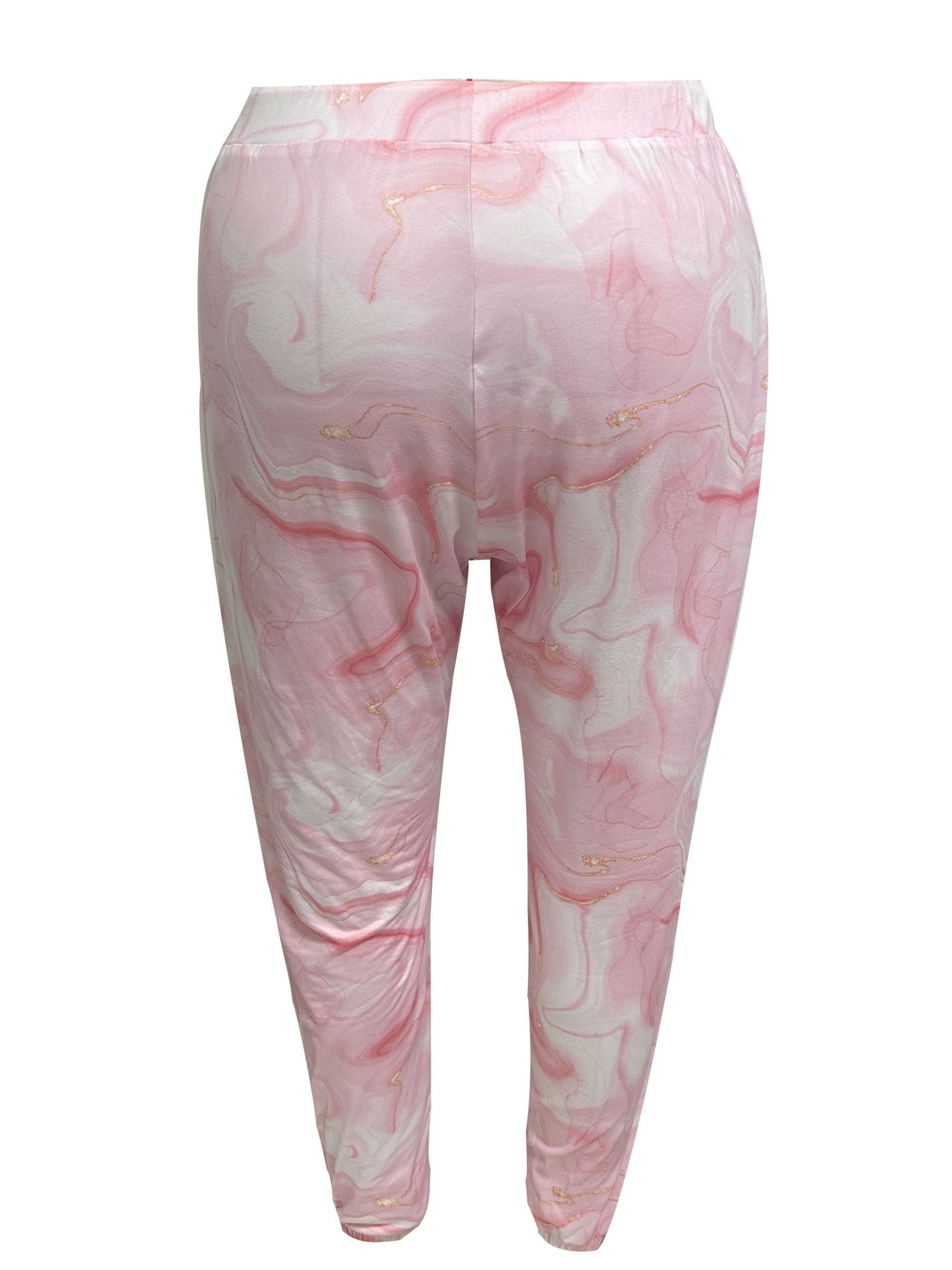 Ombre Marble Print Pajama Set Long Sleeve Top & Jogger Pants