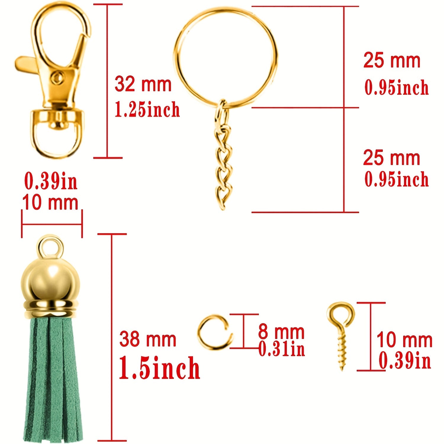 350pcs DIY Keychain Fringe Set for Crafts Christmas Halloween