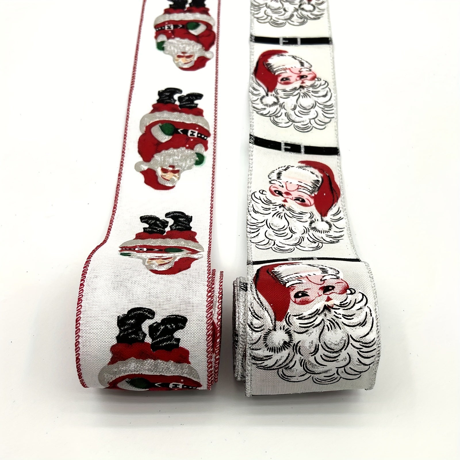 4 57 Meter Santa Christmas Ribbon For DIY Crafting Santa On Wired Edge