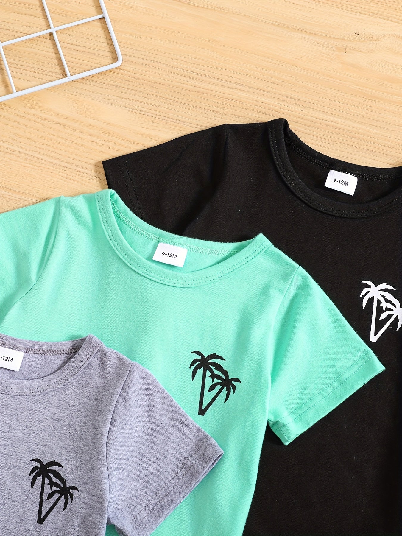 Baby Boys Casual Set Coconut Tree Pattern Short Sleeve T shirts 3pcs