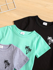 Baby Boys Casual Set Coconut Tree Pattern Short Sleeve T shirts 3pcs