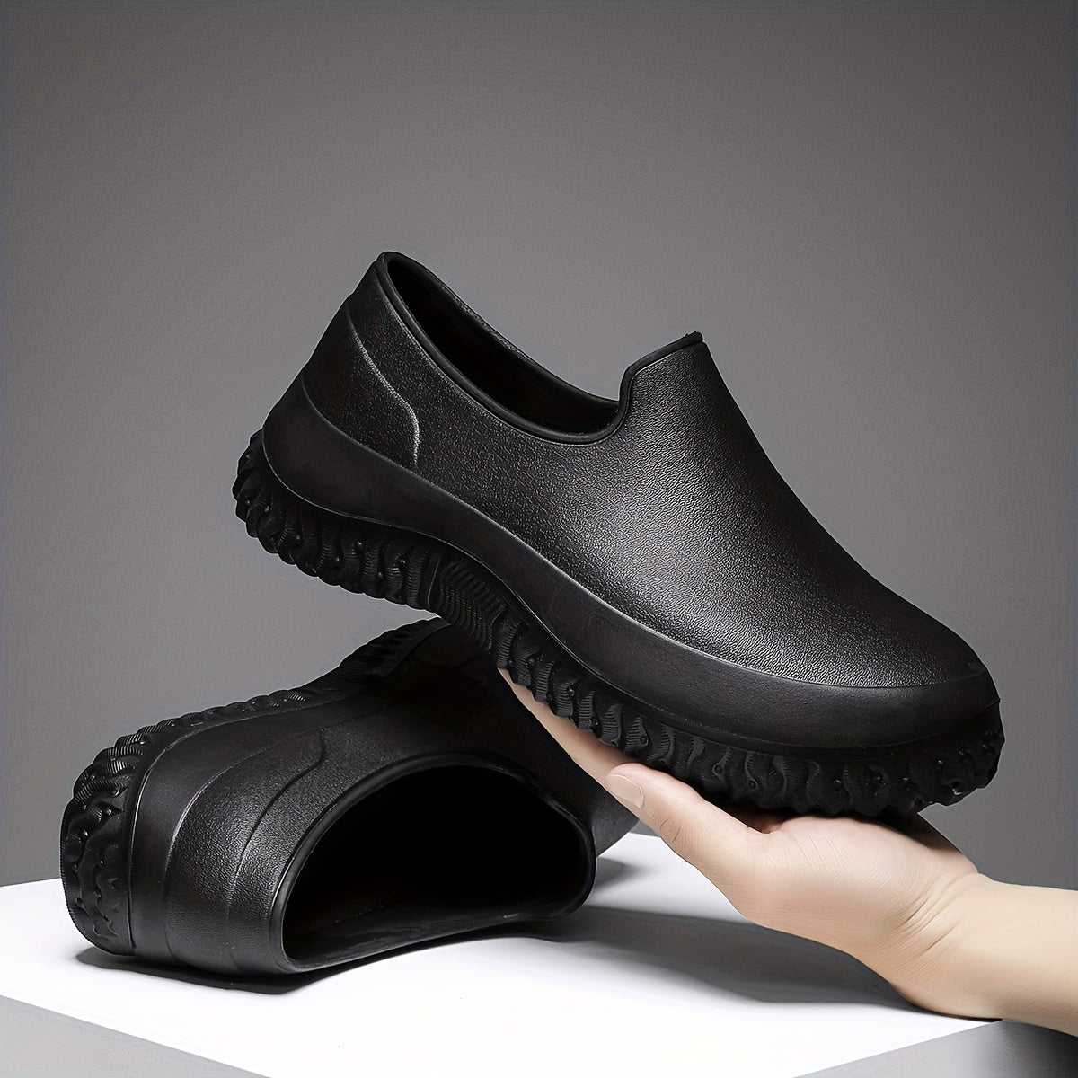 Men's Low Top Wear resistant Rain Shoes Waterproof Oil proof Non Slip Shoes