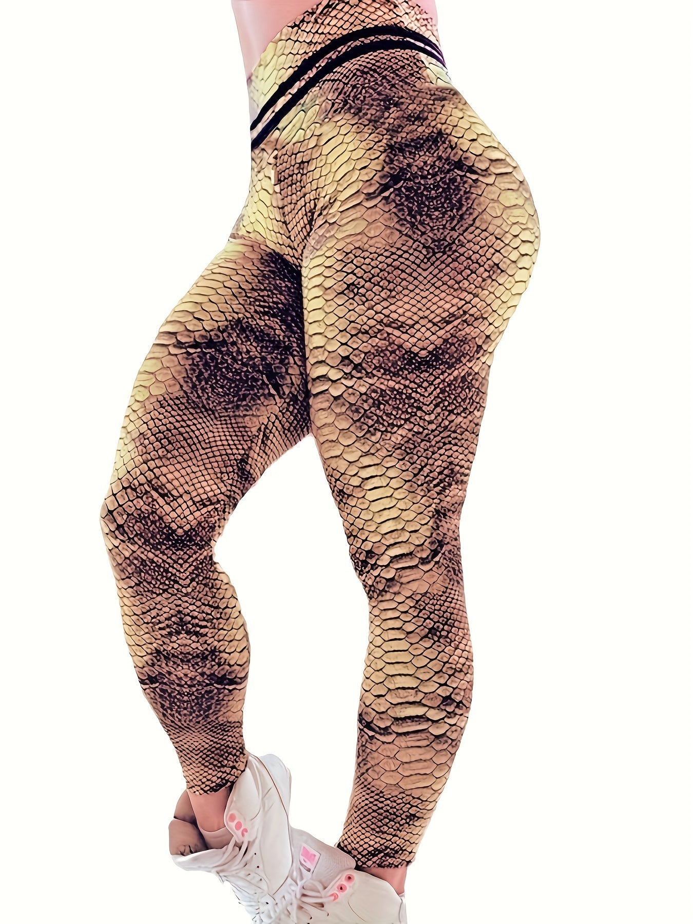 Snakeskin Print High Waist Yoga Legging Women's Activewear