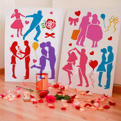 12pcs Romantic & Festive Stencil Set for Scrapbooking, Durable Craft Supplies